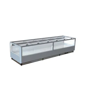 Horizontal island fresh meat supermarket display commercial display cabinet freezer for frozen food