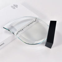 Trophée Flamme en Cristal pour les Sports et les Jeux avec Gravure et Base Biseautée Noire
