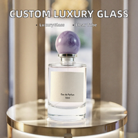 Flacons de parfum en verre transparent de luxe personnalisés, couleur tendance, vente chaude, 100 ml avec couvercle sphérique, impression sur écran