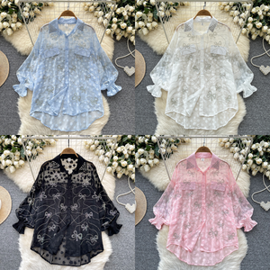 A55 Spring Full Sleeve Casual Blouses Women Lantern Sleeve <strong>Sequined</strong> Shirts Ladies <strong>Party</strong> <strong>Tops</strong> Clothes Women Wholesale - Product Image 4