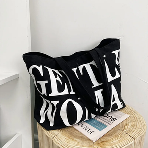 Bolsos de hombro de lona al por mayor de alta calidad, gran capacidad y duraderos, bolsos de mano de mujer con diseño <span class=keywords><strong>Retro</strong></span> INS reciclado - Product Image 2