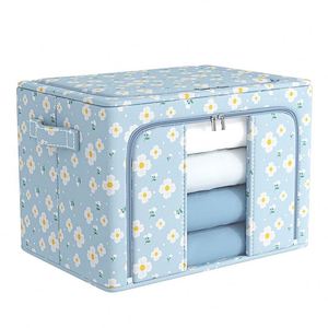 Household Clothes Sheets Storage Organizer Steel <b>Frame</b> Bin with Window - Product Image 2