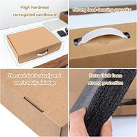 Boîte d'expédition pour ordinateur portable de 17,3 pouces, mousse protectrice, carton ondulé gaufré, laminage brillant mat, recyclable, emballage auto-assemblant
