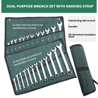 Set Kunci Pas Metrik Chrome Vanadium Steel Kelas Industri, Dua Port, Dua Fungsi, Berkualitas Tinggi, Poles Halus, Double Torx untuk Perbaikan