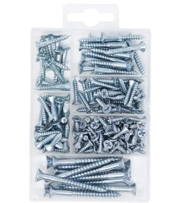 Handy Reusable Zinc Plated #6 #8 #10 Flat Head Phillips Drive Wood Screw Kit