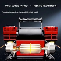 Dual-Cylinder Metal 12V Air Compressor High-Pressure Rapid Inflator with Pointer Pressure Gauge for Universal Car Tire Inflation