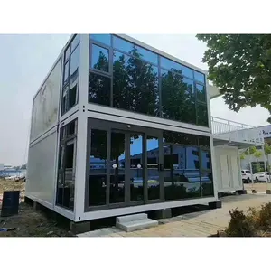 Cost Effective Sandwich Panel Fully Furnished Durable Prefab Glass Wall View Expandable Container House Luxury