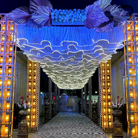 Rideaux en tissu en forme de S modernes, lumières LED à bande, draperies de plafond en tissu filet, rideaux de plafond en spirale pour la décoration d'événements