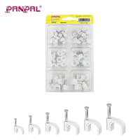 Lot de 65 attaches-câbles ronds en plastique blanc à clouer, tailles assorties, pour boîte à outils, outils à main, quincaillerie