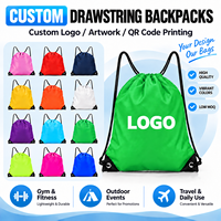 Sac à dos à cordon de serrage, sac de sport avec personnalisation de la marque et sélection de couleurs pour la salle de sport, la natation, les activités de plein air et les voyages