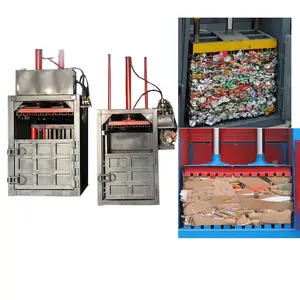 hydraulic press silage used clothes scrap cardboard plastic bottles cans cotton baler bailing 30 tons