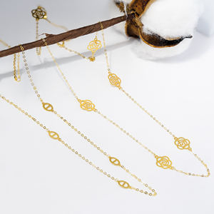 قلادة ذهبية عيار 18 قيراط من بي سي إكس للمجوهرات، تصميم زهرة مجوفة مع سلسلة بسيطة للزفاف والخطوبة والحفلات والهدايا - Product Image 4