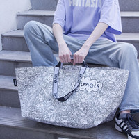 Sac de shopping en toile tissée extra-large, imprimé dessin animé, pour emballage de poupées, sac cadeau, avec bretelles, coutures scellées, imperméable