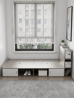 Lit plateforme convertible moderne et extensible avec tiroirs et compartiments ouverts pour chambre d'amis - Offre spéciale