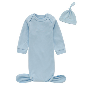 Pyjama à manches longues pour bébé chenille + chapeau Haji costume rampant printemps et automne nouveau-né body couleurs unies - Product Image 3