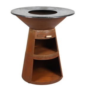 Barbecue Brasero <span class=keywords><strong>Plancha</strong></span> en Acier Corten <span class=keywords><strong>pour</strong></span> Jardin avec Grille Centrale et Support - Product Image 3