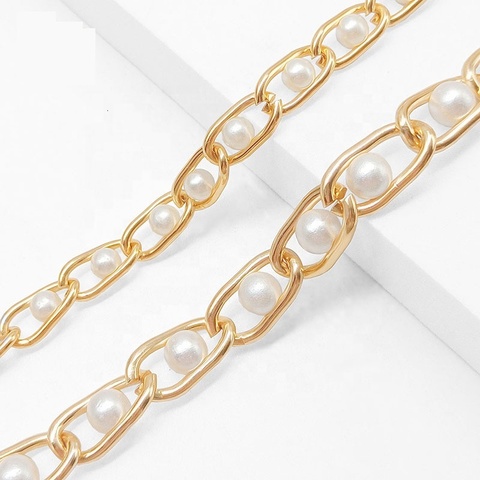Custom Bag Metal Chain Pants Metal Decoration Metal Aluminum  Chain with Pearls