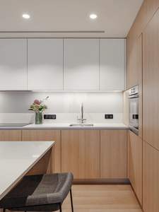 خزانات مطبخ صغيرة عصرية بأبواب كاملة بسطح ميلامين مقاومة للماء-ضمان لمدة عامين - Product Image 3