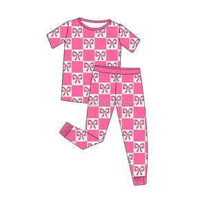 Custom Logo Baby Casual Pajamas Lobster Printed Newborn Bamboo Fiber Two Pieces Set Summer Soft Kids Lounge Sets