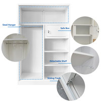 Kunden spezifische einfache einfache Montage Eisen Stoff Almirah Schlafzimmer möbel Design Metall Schrank Spiegel 2 Schiebe stahl Kleider schrank