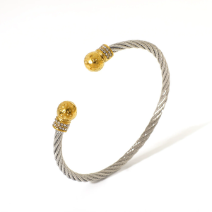 Cuerda de alambre de acero inoxidable Pulsera intermetálica Apertura de acero de titanio Perla de moda y pulsera de gama alta Forladies - Product Image 2