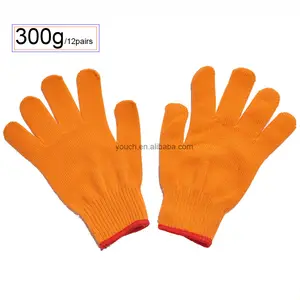 Sarung tangan rajut 10 Gauge, sarung tangan industri 300gram, sarung tangan keamanan nilon 300g tangan putih gratis sampel