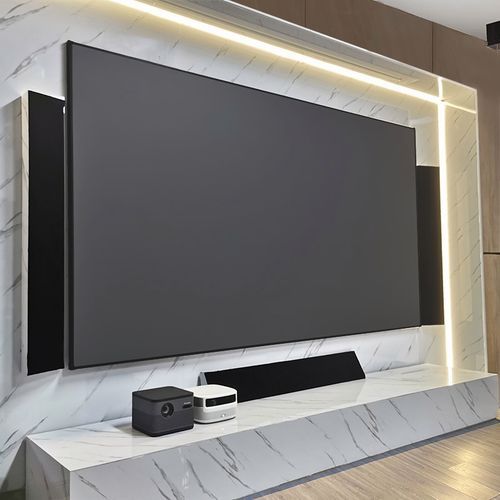 N-CAAVITS 100inch 120inch Screen for <strong>TV</strong> 4K Black Crystal Screen Metal Narrow Fixed Frame Living Room Cinema Projector Screen