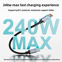 Câble de données à charge rapide 240W à aspiration magnétique, tressé, court, en cuivre pur, double pour téléphones mobiles – Usine de Shenzhen