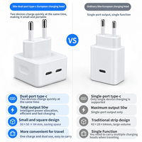 Chargeurs rapides universels Ali China Products 50W double Type-C, adaptateur de chargeur multi-ports pour téléphone, prise en charge de la personnalisation
