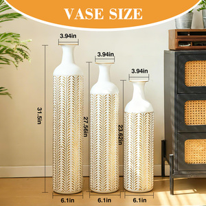 Set di Vasi Moderni in Metallo da Pavimento, Smaltati Bianchi, 3 Pezzi, Decorativi per la Casa, Grandi Vasi Alti - Product Image 5