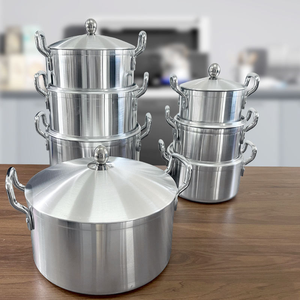 Batterie de cuisine moderne en <span class=keywords><strong>aluminium</strong></span> de 7 pièces pour cuisinières à gaz et à induction Passe au lave-vaisselle Écologique Comprend une <span class=keywords><strong>casserole</strong></span> et une poêle à frire - Product Image 4
