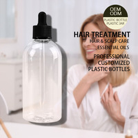 Flacon compte-gouttes en plastique PET transparent transparent de 250ml avec pipette pour emballage cosmétique de soins de la peau d'huile essentielle