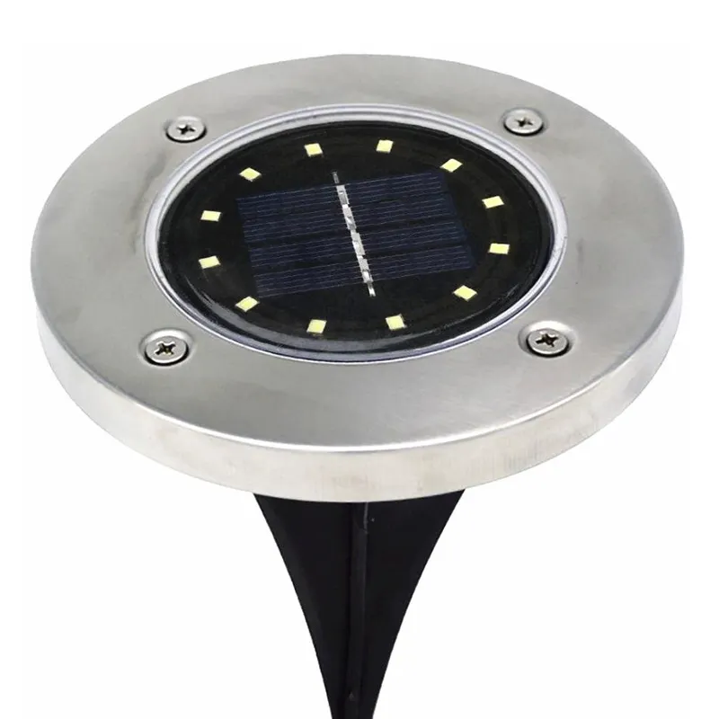 12LED solar energy garden street lighting round lamp underground buried light with pole