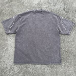 Heavyweight 100% Cotton <b>Cropped</b> O-Neck Tshirt Oversized Boxy <b>T</b>-<b>Shirt</b> Unisex Custom Embroidered Acid Wash <b>T</b> <b>Shirts</b> Pour Hommes - Product Image 2
