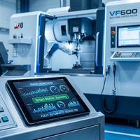 Centre d'usinage vertical 3 axes HITECNC VF600 personnalisable, machine de fraisage CNC haute vitesse avec commande, broche 8000 tr/min