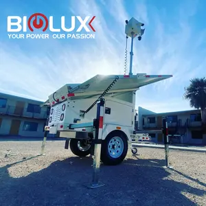 BIGLUX - Torre de vigia solar portátil para iluminação e vigilância, trailer de vigilância solar para uso ao ar livre, móvel, 24 horas por dia, 24 horas por semana
