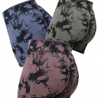 Shorts de sport taille haute effet push-up, grandes tailles XS-5XL, en Spandex/Nylon infroissable tie-dye pour le yoga et l'entraînement physique