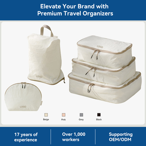 Juego de 5 Cubos de Embalaje de Nailon Personalizados para Viaje, Bolsas de Almacenamiento Ahorradoras de Espacio para Maleta, Organizadores de Equipaje Impermeables, Venta al Por Mayor OEM - Product Image 1