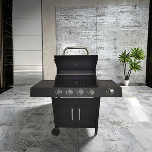 Pemanggang BBQ Gas Alam Komersial 5 Tungku Utama 80cm X 105cm Baja Tahan Karat Hitam Berlapis Bubuk Termasuk Penutup Panggangan - Product Image 3