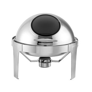 Chauffe-Plat Rond en Acier Inoxydable avec Couvercle Roulant, Bain-Marie Professionnel pour Buffet et Restauration Hôtelière avec Fenêtre en <span class=keywords><strong>Verre</strong></span> - Product Image 6