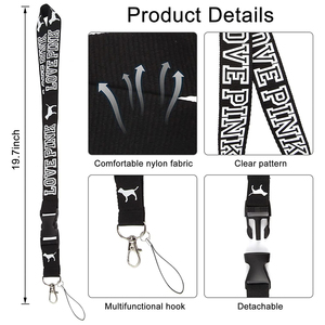 Hoge Kwaliteit Lanyards Met Logo Liefde Roze Sleutelhanger Roze Lanyard Band Polyester Polsband Roze Stijl Lanyards Id Card Sleutelhangers - Product Image 5