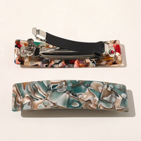 9cm écaille de tortue acétate Rectangle pince à cheveux acide acétique carré queue de cheval pinces à ressort mode marbre cheveux Barrettes en gros