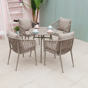 ผู้ผลิตเก้าอี้กลางแจ้งคุณภาพดี เก้าอี้โครงอะลูมิเนียมถักเชือกสำหรับร้านอาหาร - Product Image 5