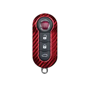 Factory Sales Car Key Case For Fiat 500 Fashion Carbon Fiber Car Key Cover Auto Interior Accessories Key Cover