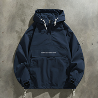 Veste coupe-vent à capuche en nylon et polyester, style streetwear décontracté d'hiver, impression de logo de marque personnalisée, veste personnalisée, Ropa De Hombre