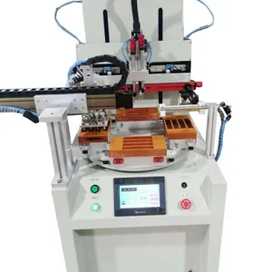 Máquina de impressão de tela rotativa, 4 estações, sem carregamento automático para sapatos, palmilha, lente/escova/lâmina de barbear