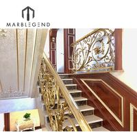 Innenarchitektur Luxus-Treppengeländer Metallbalustrade Goldfarben Messinggeländer für Villa