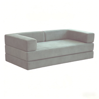 Canapé-lit modulaire inclinable avec revêtement en velours capitonné, rembourrage en éponge, confort personnalisable pour salon, atelier, design moderne