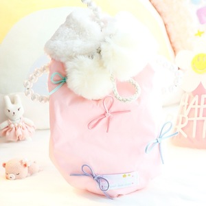 Abrigo Acolchado de Algodón para Mascotas, Color Azul y Rosa, Ropa de Invierno Cálida para Cachorros, Talla Pequeña con Decoración de Lazo - Product Image 2