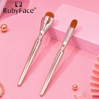 Pinceaux de maquillage finition miroir or rose, 2 pièces, pinceau plat professionnel pour fond de teint et pinceau de précision pour anticernes, ensemble pour femmes